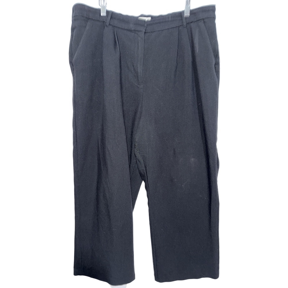 Abercrombie & Fitch Curve Love Black Pleated Wide Leg Trousers Pants Size 34, 18